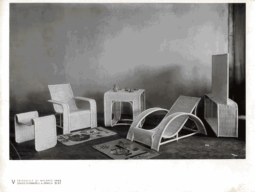 Image for V Triennale - Arti decorative e industriali - Sala dell'E.N.A.P.I. - Mobili di vimini-paglia-raphia - Salottino in midollo e malacca