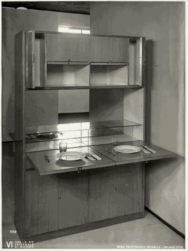 Image for VI Triennale - Padiglione nel parco Sempione. Mostra dell'abitazione - Alloggio n. 6: ufficio per piccole aziende a orario unico - Mobile da refezione