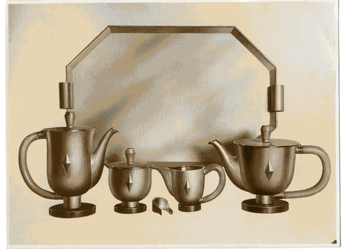 Image for IV Triennale - Galleria dei metalli - Disegno di servizio da tè e caffè in argento di Mario Cereghini