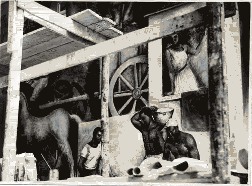 Image for V Triennale - Lavori di allestimento - Galleria delle pitture - Pittura murale "giovinezza rurale" di Barbieri Contardo