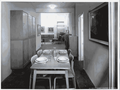 Image for VIII Triennale - Unificazione, modulazione e industrializzazione nell'edilizia - Spaccato di elemento di casa prefabbricata - Sala da pranzo - G. Belloni - L. Caccia - F. Diomede - E. Gentili - A. Magnaghi - G. Mucchi -E. Nathan Rogers