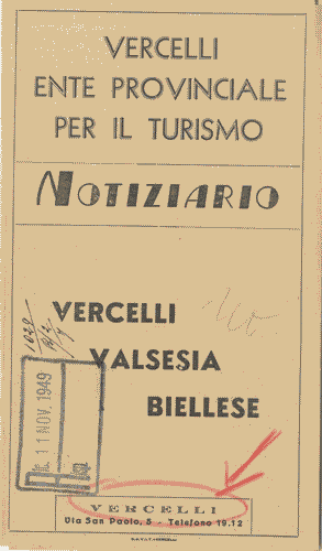 Image for Pieghevole dell'Ente Provinciale per il Turismo di Vervelli, con il "Notiziario", di colore ocra