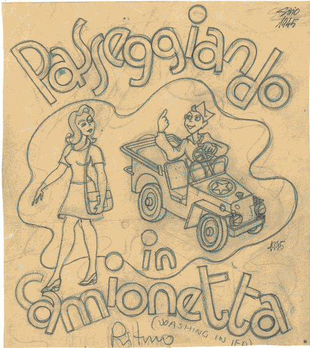 Image for Bozzetto per copertina di spartito "Passeggiando in camionetta"