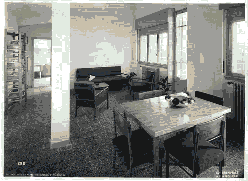 Image for IX Triennale - Quartiere sperimentale della Triennale di Milano (QT8) - Mostre speciali al QT8 in occasione della Nona Triennale - Casa INA-Casa a 11 piani - Alloggio n. 17 - Soggiorno-pranzo