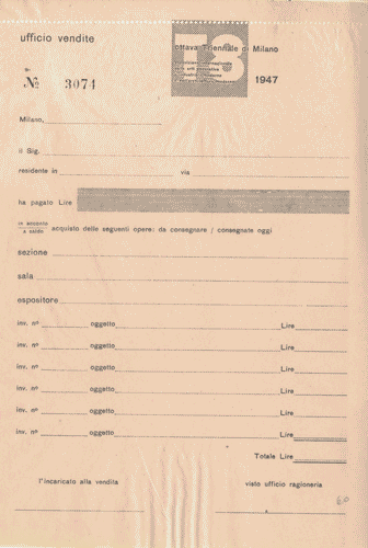 Image for Modulo, in velina e carta copiativa, dell'Ufficio Vendite