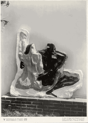 Image for V Triennale - Mostra dell'abitazione - Casa del sabato per gli sposi di Piero Portaluppi e Gruppo B.B.P.R. - Gruppo plastico "gli amanti" di Lucio Fontana