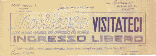 Image for Bozzetto per pubblicità "Mobilcasa con poca spesa vi arreda la casa. Ingresso libero. Visitateci"