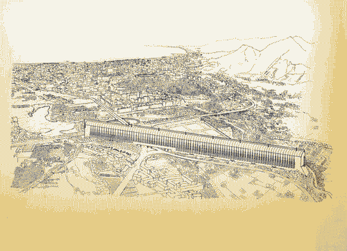 Image for Le città immaginate - Nove progetti per nove città. Sezione progettuale -Palermo (Nove progetti per l'architettura della circonvallazione) - Prospettiva a volo d'uccello del progetto di Marcello Panzarella e Vincenzo Minutella