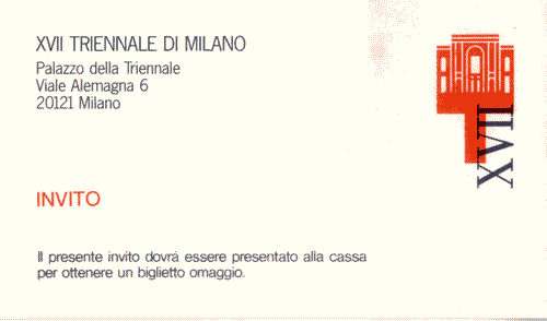 Image for Tessera di invito alla XVII Triennale