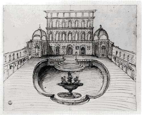 Image for Le città immaginate - Un viaggio in Italia. Sezione storica - Firenze (o del modello monumentale) - Prospetto di Palazzo Pitto con studio per la sistemazione della piazza di Bernardo Buontalenti