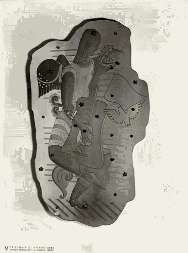 Image for V Triennale - Arti decorative e industriali - La Strada-Mostra d'ambienti moderni - Saletta d'esposizione di Fontana Arte - Specchio sagomato e inciso a sabbia