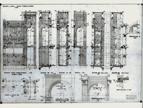 Image for Palazzo dell'Arte - Disegni di progetto - Particolare costruttivo delle torri pubblicitarie sul fronte ovest