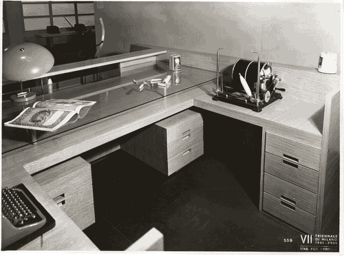 Image for VII Triennale - Mostra dell'arredamento per ufficio - Ufficio pubblicità di industria tessile di Carlo De Carli
