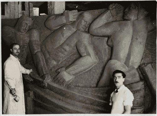 Image for V Triennale - Lavori di allestimento - Bassorilievo "I pescatori" - Carlo Sessa - Leone Lodi