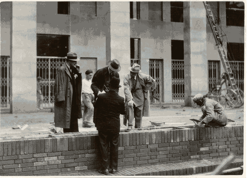 Image for Sopralluogo ai lavori di costruzione del Palazzo dell'Arte - Marcello Visconti di Modrone - Giulio Barella - Carlo Alberto Felice