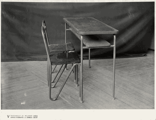 Image for V Triennale - Costruzioni nel parco Sempione - Aule scolastiche tipo - Banco a due posti per un'aula di scuola rurale