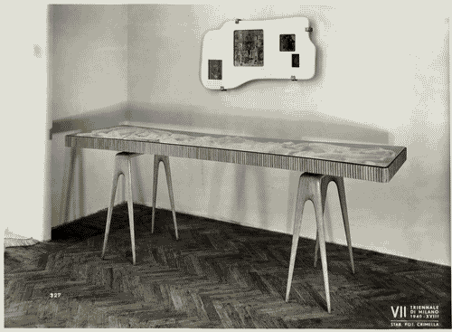 Image for VII Triennale - Mostra dei tessuti e dei ricami - Sezione dei merletti e dei ricami - Tavolo da esposizione di Fabrizio Clerici