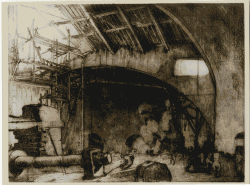 Image for Il luogo del lavoro - Il lavoro trasformato in immagini - Scene di lavoroindustriale - Acquaforte e acquatinta della serie L'industria italiana perla guerra 1915-1918