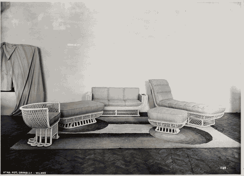 Image for V Triennale - Arti decorative e industriali - Sala dell'E.N.A.P.I. - Mobili di vimini-paglia-raphia - Salottino in midollo e malacca