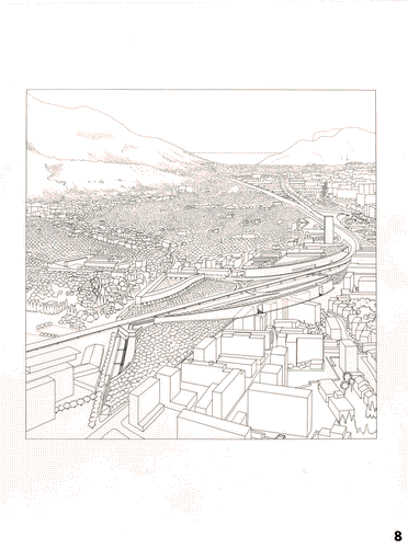 Image for Le città immaginate - Nove progetti per nove città. Sezione progettuale -Palermo (Nove progetti per l'architettura della circonvallazione) - Prospettiva a volo d'uccello dell'area di progetto di Tilde Marra