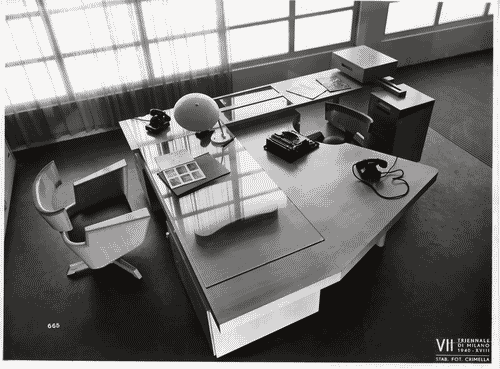 Image for VII Triennale - Mostra dell'arredamento per ufficio - Ufficio pubblicità di industria tessile di Carlo De Carli