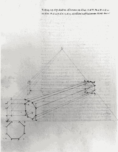 Image for IX Triennale - Studi sulle proporzioni - Riproduzione di pagine appartenenti al manoscritto cartaceo "De prospectiva pingendi" di Piero della Francesca