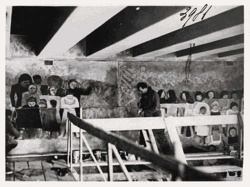 Image for V Triennale - Lavori di allestimento - Salone delle Cerimonie - Pittura murale "le madri, le contadine, le lavoratrici" di Massimo Campigli