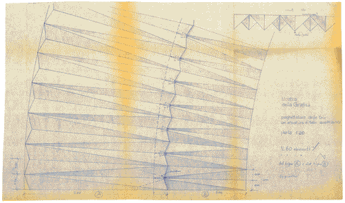 Image for Mostra di arte grafica. Dettaglio pieghettatura delle tele con armatura di telai avvolti da tela