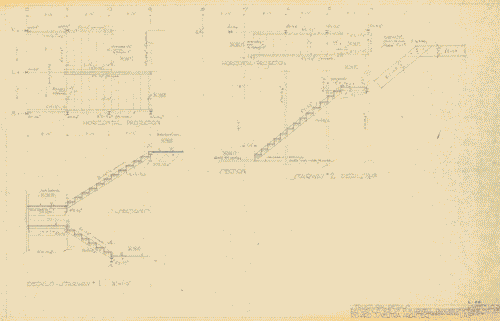 Image for Architettura ospedaliera. Lovell Health House, LA. Dettagli scale. Annotazioni manoscritte