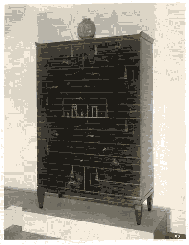 Image for IV Triennale - Mostre estere - Brasile - Armadio intarsiato raffigurante "la corsa dei cani e dei cervi" di Tomaso Buzzi