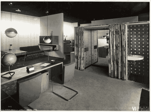 Image for VI Triennale - Padiglione nel parco Sempione. Mostra dell'abitazione - Alloggio n. 5: quattro elementi di alloggio per un professionista, con studio annesso - Camera da letto per due ragazzi