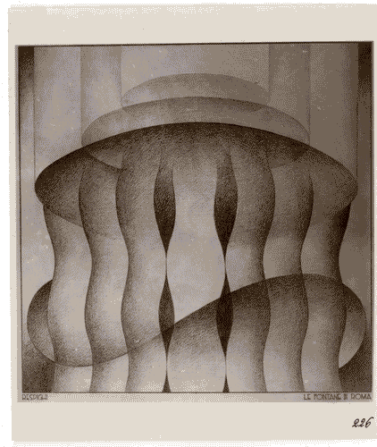 Image for III Biennale - Sala dell'atelier di Varedo di Gaetano Borsani - Salotto di Gino Maggioni - Disegno "Respighi-Le fontane di Roma" di Ugo Galetti