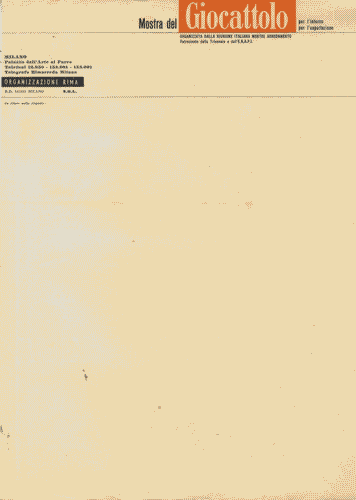 Image for Carta intestata della "Mostra del Giocattolo", organizzata dalla R.I.M.A. (Riunione Italiana Mostre Arredamento)