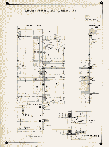 Image for Palazzo dell'Arte - Disegni di progetto - Particolare costruttivo dell'attacco della muratura tra il fronte ovest e il fronte sud