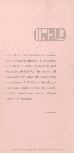 Image for Invito alla colazione per Juan Pablo de Lojendio il 31 maggio, di colore rosa