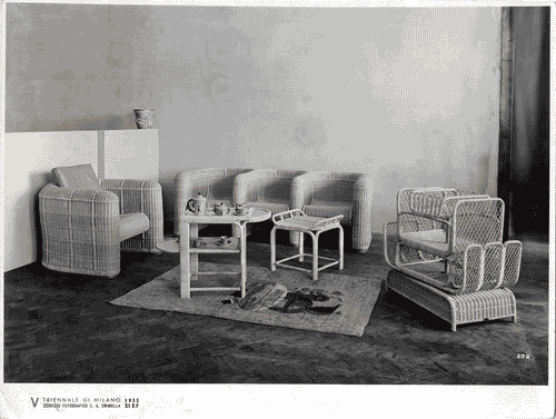 Image for V Triennale - Arti decorative e industriali - Sala dell'E.N.A.P.I. - Mobili di vimini-paglia-raphia - Salottino in midollo e malacca