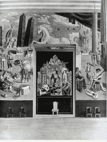 Image for V Triennale - Palazzo dell'Arte - Salone delle Cerimonie - Pittura murale "Cultura italiana" di Giorgio De Chirico - Mosaico "Le arti" di Gino Severini