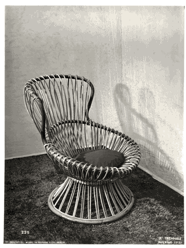 Image for IX Triennale - Arredamento e mobili isolati - Arredamenti composti - Elementi di arredamento - Poltrona "Margherita" in malacca e canna d'india - Franco Albini - Luigi Colombini