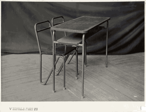 Image for V Triennale - Costruzioni nel parco Sempione - Aule scolastiche tipo - Banco a due posti per un'aula di scuola rurale