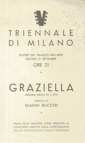 Image for Pieghevole del dramma lirico "Graziella", con logo di Mario Sironi