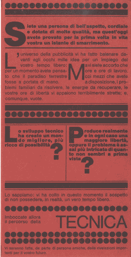 Image for Volantino di colore rosso con testo introduttivo per il percorso della Tecnica