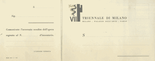 Image for Cartolina di comunicazione di vendita di un'opera (Mod. VE-1 - VII), con matrice da staccare e logo di Enrico Ciuti