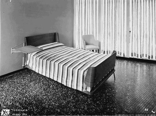 Image for X Triennale - Parco Sempione - Padiglione per esposizione di mobili di serie - Letto singolo con mensola - Osvaldo Borsani