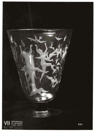 Image for VII Triennale - Mostra dell'E.N.A.P.I. - Vetri e specchi - Vaso di vetro inciso di Gino Frattani