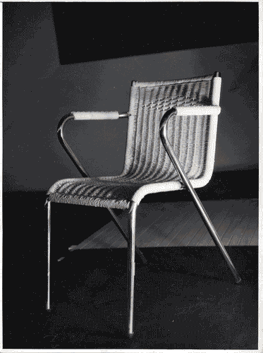 Image for VIII Triennale - Arredamento - Prima parte. Mobili singoli suddivisi per funzione - Sedia sovrapponibile in tubo metallico e silocard - Gabriele Mucchi