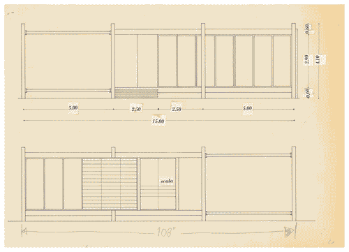 Image for Parco. Mostra della industrializzazione edilizia e della prefabbricazione sperimentale. Elemento di casa verticale industrializzata. Lati frontale e posteriore