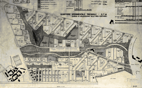 Image for Quartiere sperimentale della Triennale di Milano QT8 - Planimetria del Quartiere sperimentale della Triennale di Milano QT8 - Schema di utilizzazione delle aree edificabili