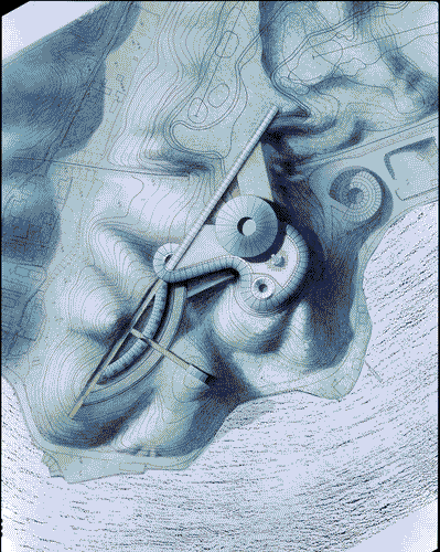 Image for XVIII Triennale - Partecipazioni internazionali - Francia. La spirale e il cubo frattale - La geometria della turbolenza 2. Architettura e complessità del paesaggio: Studio per golf club a Kumihama di Paul Andreu