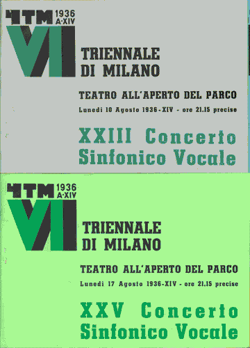 Image for Pieghevole dei concerti sinfonici vocali nel Teatro all'aperto del Parco, in diverse versioni cromatiche, fissato su un foglio di supporto