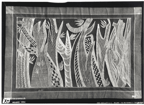 Image for X Triennale - Mostra dell'E.N.A.P.I. - Pannello in tulle ricamato "Bosco"- Leonardo Spreafico